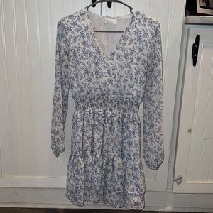 Blue and white dress from a boutique called vestique